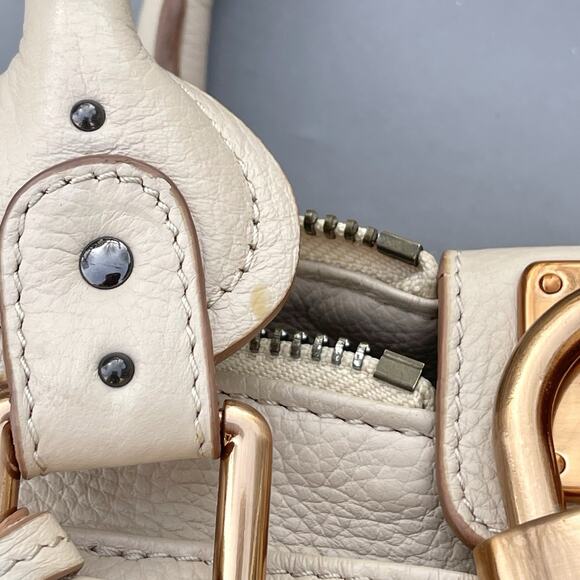 Chloe Chloé Paddington Leather Bag Medium In Ivory Leather Rose Gold Hardware - Picture 6 of 16